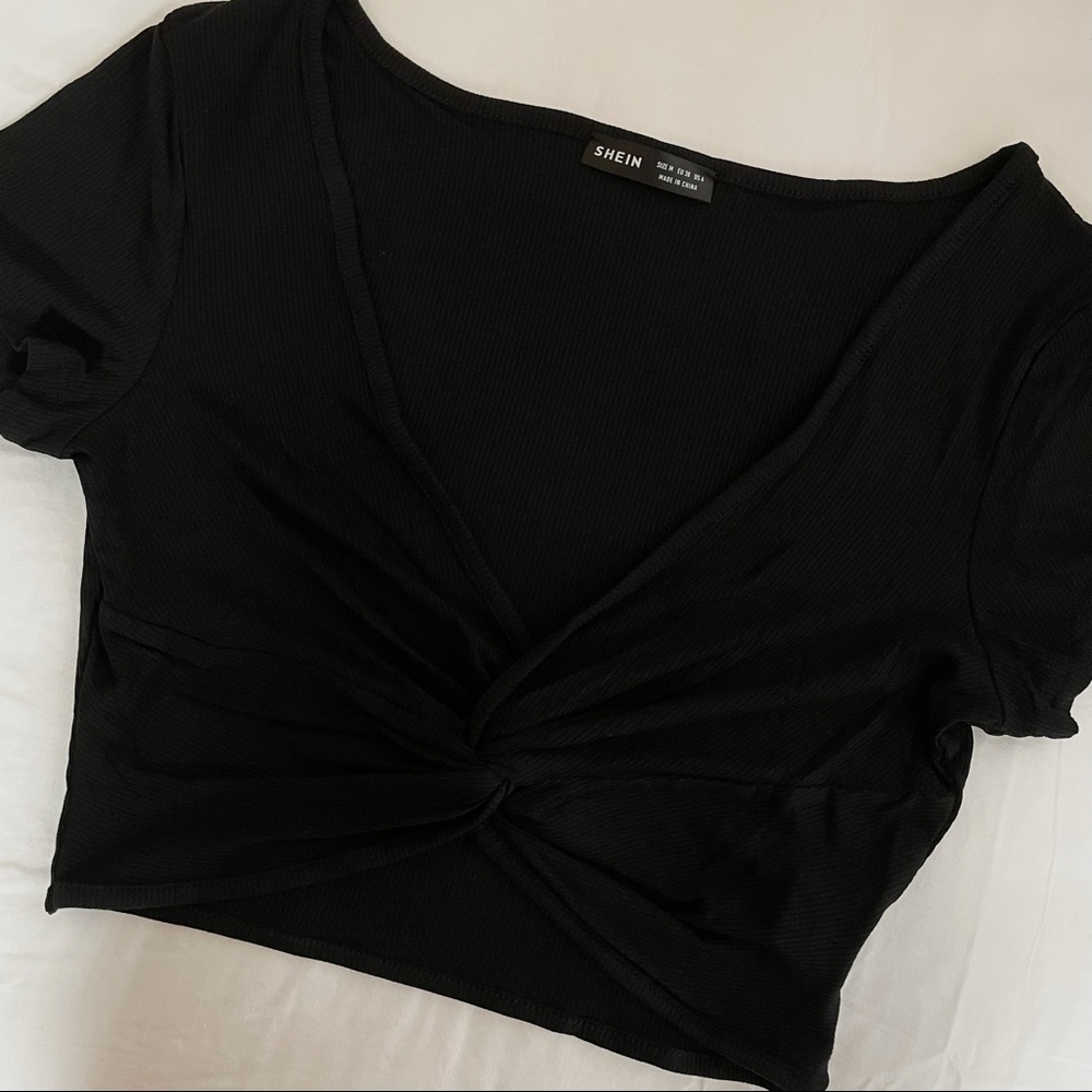 Black Twist Crop Top - Picture 4 of 5